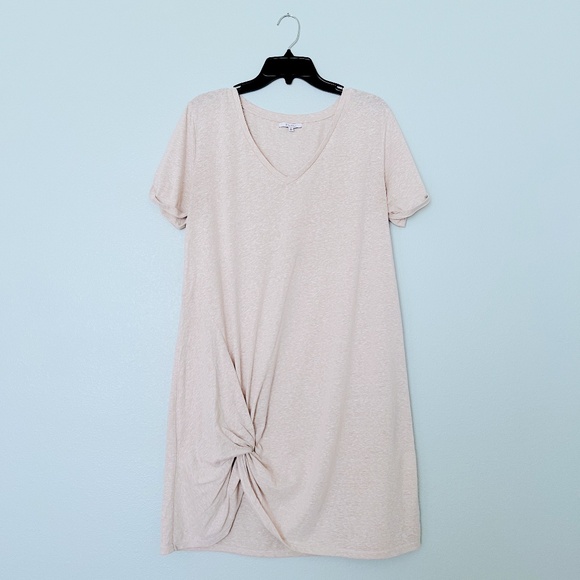 Z Supply Dresses & Skirts - Z Supply Light Oatmeal Heather Denny Twist Mini T Shirt Dress